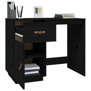 vidaXL Desk Black 95x50x75 cm Solid Wood Pine - Giant Lobelia