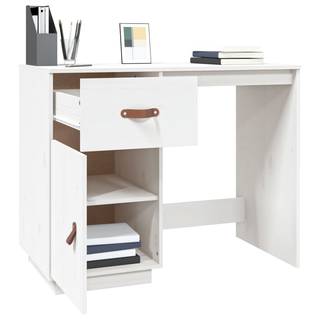 vidaXL Desk White 95x50x75 cm Solid Wood Pine - Giant Lobelia