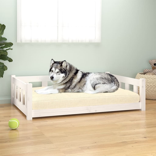 Dog Bed White 105.5x75.5x28 cm Solid Wood Pine - Giant Lobelia