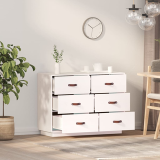 Sideboard White 100x40x75 cm Solid Wood Pine - Giant Lobelia