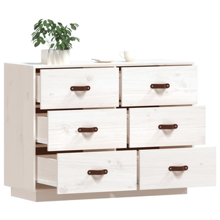 Sideboard White 100x40x75 cm Solid Wood Pine - Giant Lobelia