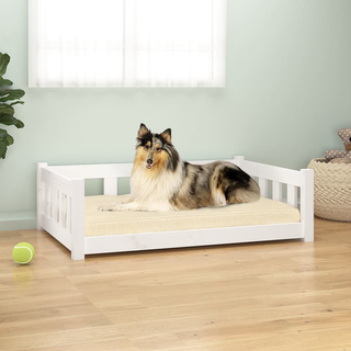 Dog Bed White 95.5x65.5x28 cm Solid Wood Pine - Giant Lobelia