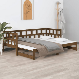 vidaXL Pull-out Day Bed Honey Brown Solid Wood Pine 2x(90x200) cm - Giant Lobelia