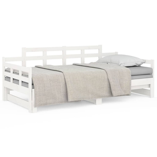 vidaXL Pull-out Day Bed White Solid Wood Pine 2x(80x200) cm - Giant Lobelia