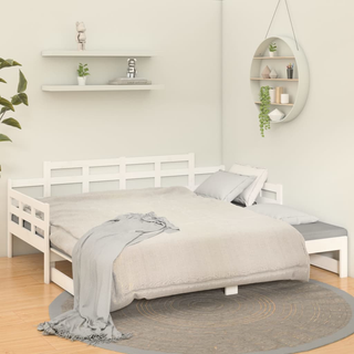 vidaXL Pull-out Day Bed White Solid Wood Pine 2x(80x200) cm - Giant Lobelia