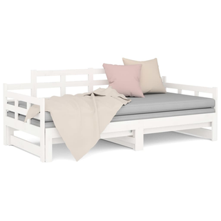 vidaXL Pull-out Day Bed White Solid Wood Pine 2x(80x200) cm - Giant Lobelia