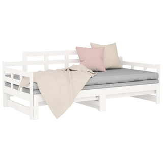 vidaXL Pull-out Day Bed White Solid Wood Pine 2x(80x200) cm - Giant Lobelia