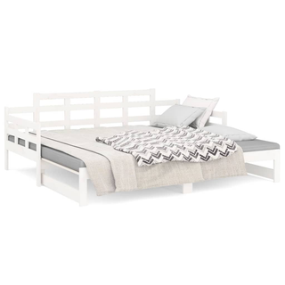 vidaXL Pull-out Day Bed White Solid Wood Pine 2x(80x200) cm - Giant Lobelia