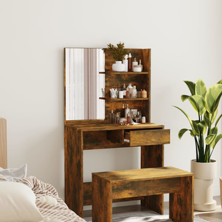 Dressing Table with Mirror Smoked Oak 74.5x40x141 cm - Giant Lobelia