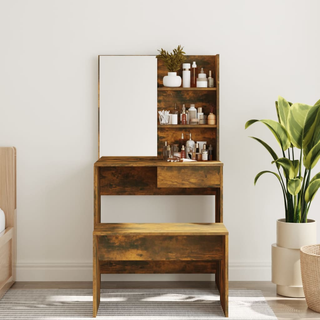 Dressing Table with Mirror Smoked Oak 74.5x40x141 cm - Giant Lobelia