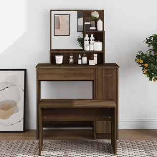 Dressing Table with Mirror Brown Oak 86.5x35x136 cm - Giant Lobelia