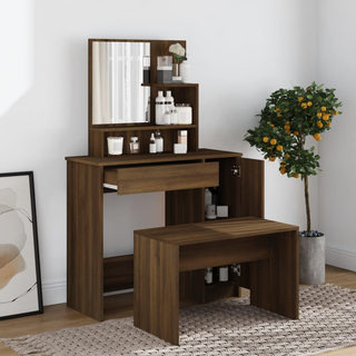 Dressing Table with Mirror Brown Oak 86.5x35x136 cm - Giant Lobelia