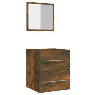 Bathroom Cabinet with Mirror Smoked Oak 41x38.5x48 cm Engineered Wood - Giant Lobelia