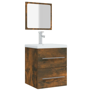 Bathroom Cabinet with Mirror Smoked Oak 41x38.5x48 cm Engineered Wood - Giant Lobelia