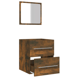 Bathroom Cabinet with Mirror Smoked Oak 41x38.5x48 cm Engineered Wood - Giant Lobelia