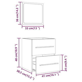 Bathroom Cabinet with Mirror Smoked Oak 41x38.5x48 cm Engineered Wood - Giant Lobelia