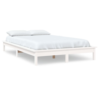 Bed Frame White 150x200 cm Solid Wood Pine King Size - Giant Lobelia