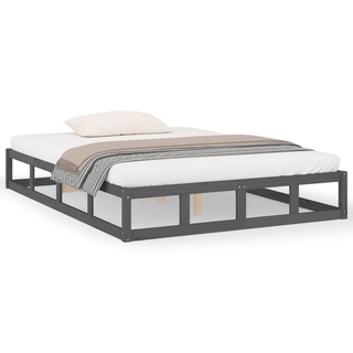 Bed Frame Grey 150x200 cm King Size Solid Wood - Giant Lobelia