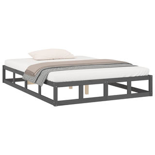 Bed Frame Grey 150x200 cm King Size Solid Wood - Giant Lobelia