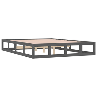 Bed Frame Grey 150x200 cm King Size Solid Wood - Giant Lobelia