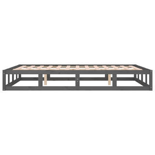 Bed Frame Grey 150x200 cm King Size Solid Wood - Giant Lobelia