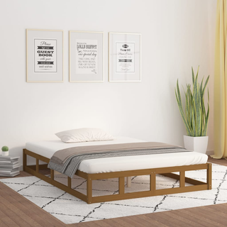 Bed Frame Honey Brown 135x190 cm Double Solid Wood - Giant Lobelia