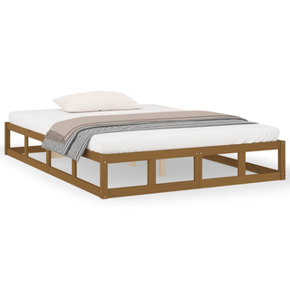 Bed Frame Honey Brown 135x190 cm Double Solid Wood - Giant Lobelia