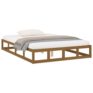 Bed Frame Honey Brown 135x190 cm Double Solid Wood - Giant Lobelia