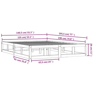 Bed Frame Honey Brown 135x190 cm Double Solid Wood - Giant Lobelia