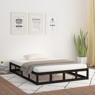 Bed Frame Black 140x190 cm Solid Wood - Giant Lobelia