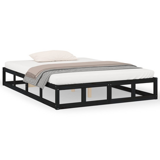 Bed Frame Black 140x190 cm Solid Wood - Giant Lobelia