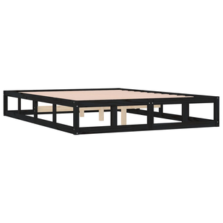 Bed Frame Black 140x190 cm Solid Wood - Giant Lobelia