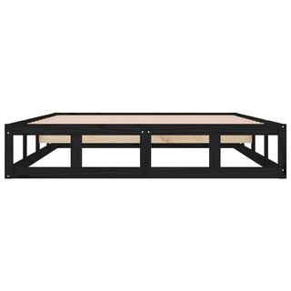 Bed Frame Black 140x190 cm Solid Wood - Giant Lobelia