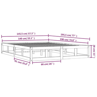 Bed Frame Black 140x190 cm Solid Wood - Giant Lobelia