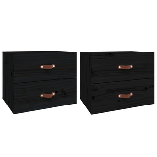 Wall-mounted Bedside Cabinets 2 pcs Black 50x36x40 cm - Giant Lobelia