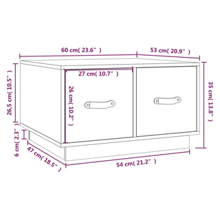 Coffee Table White 60x53x35 cm Solid Wood Pine - Giant Lobelia