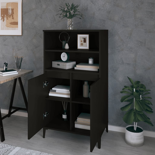 Highboard Black 60x36x110 cm Engineered Wood - Giant Lobelia