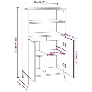 Highboard Black 60x36x110 cm Engineered Wood - Giant Lobelia