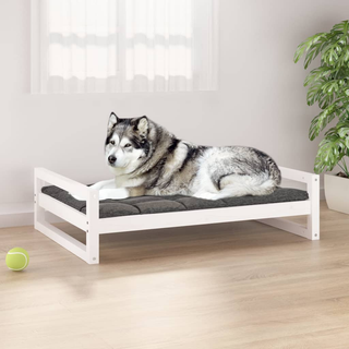 vidaXL Dog Bed White 105.5x75.5x28 cm Solid Pine Wood - Giant Lobelia