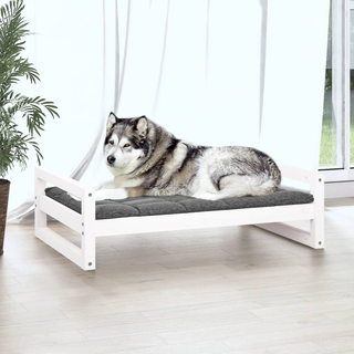 vidaXL Dog Bed White 105.5x75.5x28 cm Solid Pine Wood - Giant Lobelia