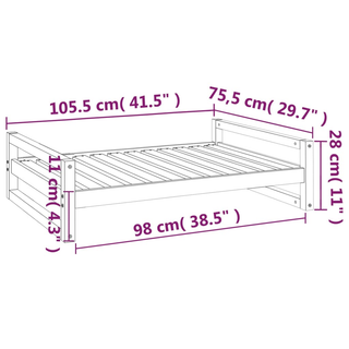 vidaXL Dog Bed White 105.5x75.5x28 cm Solid Pine Wood - Giant Lobelia