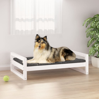 vidaXL Dog Bed White 95.5x65.5x28 cm Solid Pine Wood - Giant Lobelia