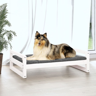 vidaXL Dog Bed White 95.5x65.5x28 cm Solid Pine Wood - Giant Lobelia