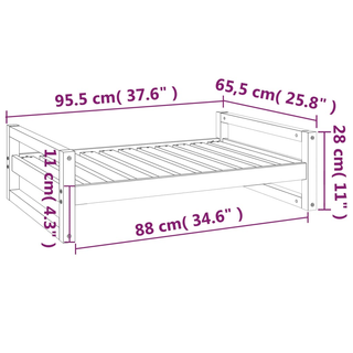 vidaXL Dog Bed White 95.5x65.5x28 cm Solid Pine Wood - Giant Lobelia