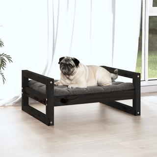 vidaXL Dog Bed Black 65.5x50.5x28 cm Solid Pine Wood - Giant Lobelia