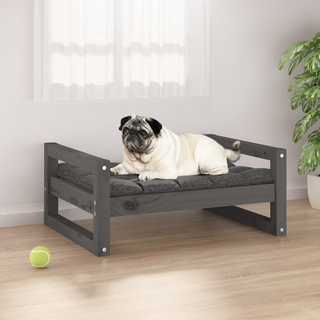 vidaXL Dog Bed Grey 65.5x50.5x28 cm Solid Pine Wood - Giant Lobelia