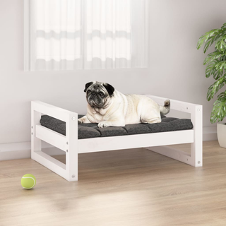 Dog Bed White 65.5x50.5x28 cm Solid Pine Wood - Giant Lobelia