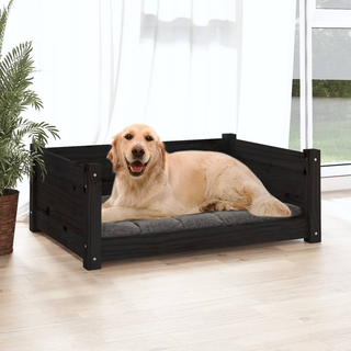 vidaXL Dog Bed Black 75.5x55.5x28 cm Solid Pine Wood - Giant Lobelia