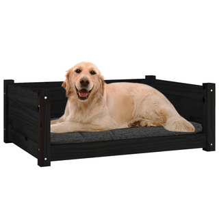 vidaXL Dog Bed Black 75.5x55.5x28 cm Solid Pine Wood - Giant Lobelia