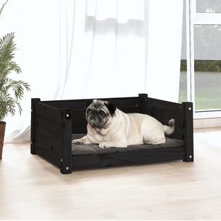 vidaXL Dog Bed Black 65.5x50.5x28 cm Solid Pine Wood - Giant Lobelia